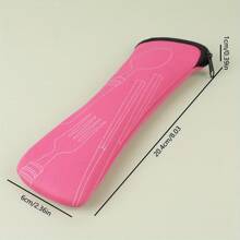 1 件便攜式餐具袋盒餐具收納袋旅行包裝收納盒野餐叉子湯匙刀袋袋 - 玫紅色 - 查看 3