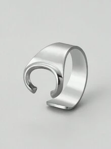 1pc European And American Style Stainless Steel Alphabet Ring, Street Style Adjustable Open Ring, Fashionable And Versatile Hip-Hop Party Ring