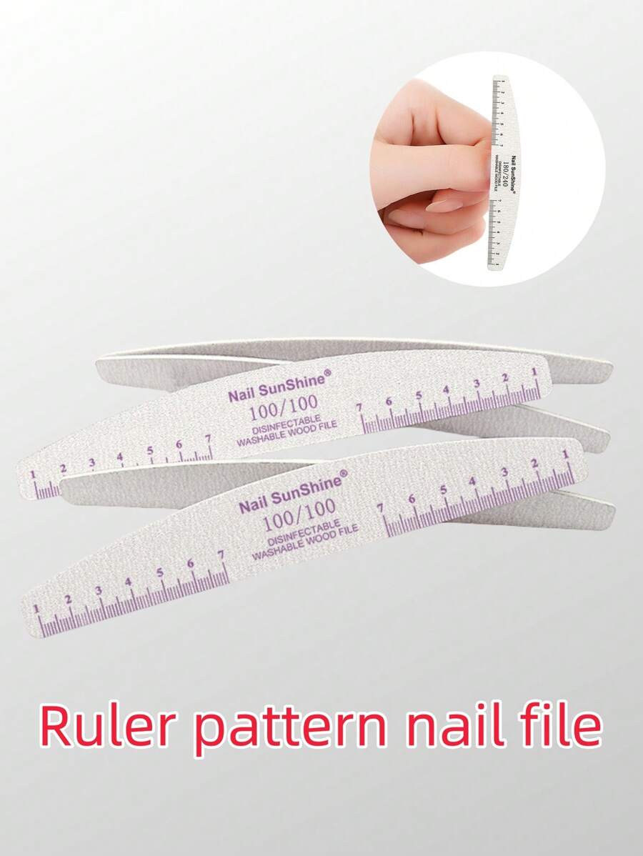 16pcs/Set 100/100 Purple High-Grade Ruler Pattern Nail File, Thick ...