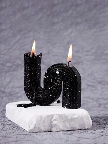 1盒/1入組幾何 S 形香氛蠟燭，適合家居裝飾、臥室、浴室、書桌和房間裝飾，也可用作未點燃的香氛蠟燭裝飾、精美的生日禮物、紀念品、送給朋友的小禮物 - 黑色-白墨點 - 查看 1