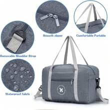 Ryanair Hand Luggage 40x20x25 Backpack Foldable Travel Bag For Airplane Cabin Bag Hand Luggage Bag Travel Bag With Fixed On Trolley Suitcase Handbags Organizer Gym Fitness Duffel - Xám - Xem 4