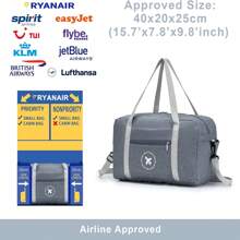 Ryanair Hand Luggage 40x20x25 Backpack Foldable Travel Bag For Airplane Cabin Bag Hand Luggage Bag Travel Bag With Fixed On Trolley Suitcase Handbags Organizer Gym Fitness Duffel - Xám - Xem 2