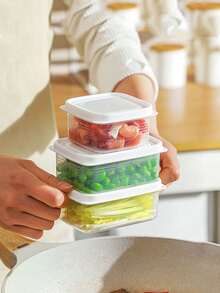 1pc Freezer Meat Separator Box With Grids, Storage Container For Rice, Onion, Garlic, Ginger In Kitchen - Multicolor - View 1