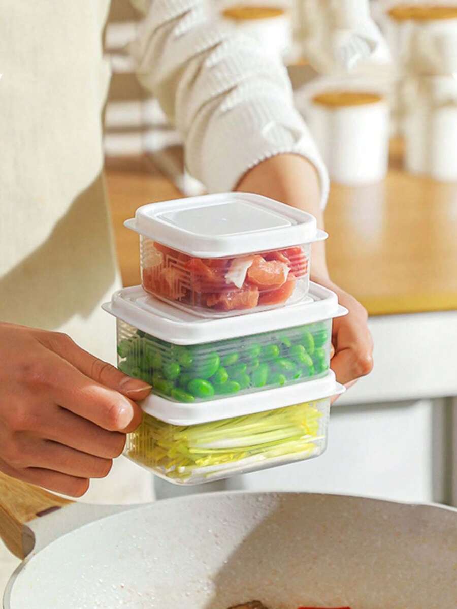 1pc Freezer Meat Separator Box With Grids, Storage Container For Rice, Onion, Garlic, Ginger In Kitchen - Multicolor - View 1