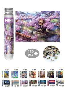 1 pieza Mini rompecabezas de papel grueso para packaging en tubo de ensayo, juego de rompecabezas mini plano de cartón azul con estilo de dibujos animados para bricolaje, ideal para regalos de cumpleaños, puede colocarse en un marco para decoración, colección y conmemoración - Villa Sakura - Ver 13