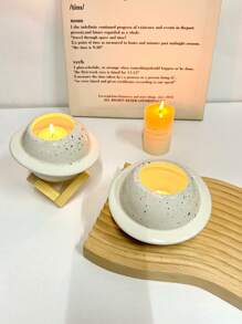 1入組ins風陶瓷行星設計蠟燭座/花盆,營造浪漫氛圍的家居裝飾,情人節和女友/女性朋友生日禮物,高端美學 - 白色 - 查看 1