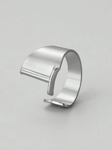 1pc European And American Style Stainless Steel Alphabet Ring, Street Style Adjustable Open Ring, Fashionable And Versatile Hip-Hop Party Ring