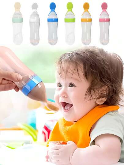زجاجة ملعقة توزيع طعام الأطفال بقاعدة سيليكون، أداة تغذية للأطفال، ملعقة لصنع الأرز، زجاجة حليب مع ملعقة، أداة مساعدة لتغذية الأطفال