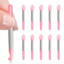 10pcs Mini Silicone Lip Brushes, Essential Tool For Lip Care And Makeup, Suitable For Lipstick, Eyeshadow, Mascara, Blusher, Lip Balm, Etc. Perfect For Professional Beauty Salon Or Daily Use At Home - Pink - View 1