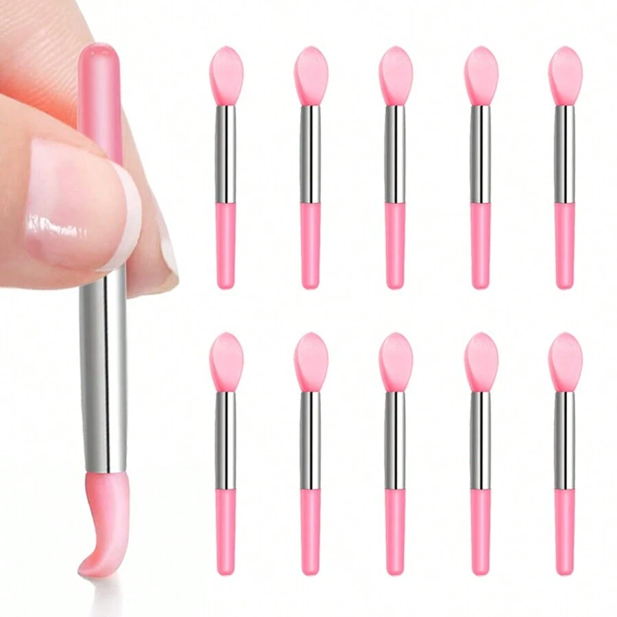 10pcs Mini Silicone Lip Brushes, Essential Tool For Lip Care And Makeup, Suitable For Lipstick, Eyeshadow, Mascara, Blusher, Lip Balm, Etc. Perfect For Professional Beauty Salon Or Daily Use At Home - Pink - View 1