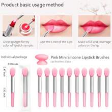 10pcs Mini Silicone Lip Brushes, Essential Tool For Lip Care And Makeup, Suitable For Lipstick, Eyeshadow, Mascara, Blusher, Lip Balm, Etc. Perfect For Professional Beauty Salon Or Daily Use At Home - Pink - View 4