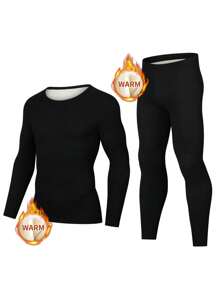 Men's Stylish Autumn Thermal Underwear Set Including Silk Patched Thermal Top And Bottom, Winter
