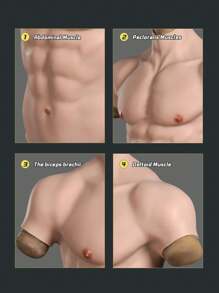 Thực tế Fake Silicone Bắp thịt Cổ áo cao Ngực Với Trang phục Đối với Hóa trang Trang điểm Halloween Đạo cụ Nam Máy ép Mạnh mẽ hơn Màu be Màu sắc - Màu be - Xem 2