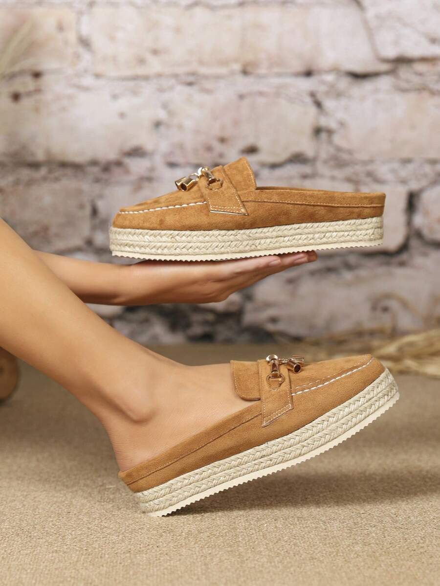 European And American Platform Closed Toe Mule Slippers For Women, Thick Sole Slip On Sandals, Spring/Summer 2025 New Arrival