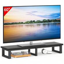 Table Top TV Stand,45" Large TV Riser For 32-60 Inch TV, TV Riser Stand Shelf With Steel Legs, Tabletop TV Stand Riser For Home Office,Black - 黑色 - 查看 2