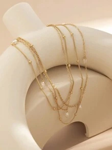 Set de 2 cadenas de cintura con colgante de perlas falsas hechas a mano, longitud ajustable
