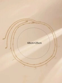 Set de 2 cadenas de cintura con colgante de perlas falsas hechas a mano, longitud ajustable