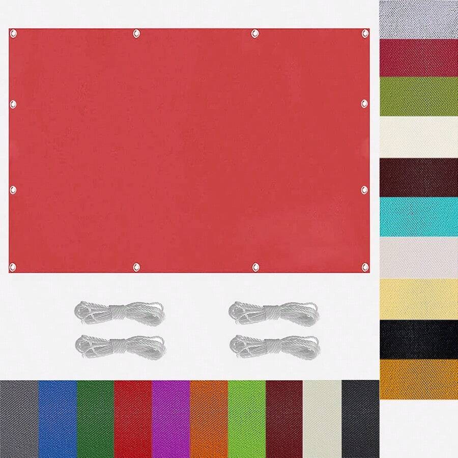 太陽遮雨帆帆篷花園遮陽帆篷98%防紫外線防水遮陽帆與繩索和環孔的花園/院子/露台/陽台遮陽帆,深灰色的遮陽帆篷 - 紅色 - 查看 1