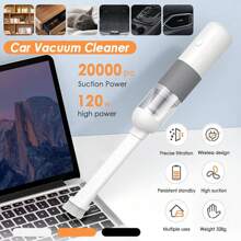 Car Wireless Vacuum Cleaner USB Rechargeable Handheld Vaccum Mini Power Suction - Blanco - Ver 3