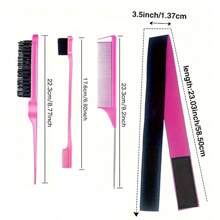 6入組髮蠟棒套裝,強力固定不油膩滑爽髮泥2.7oz/75g棒,4oz/113g邊緣控制凝膠,可馴服嬰兒毛髮,融合彈性鋼圈,雙面刷邊緣梳,鼠尾梳,鬃毛刷,天然髮用造型工具套裝 - 粉色 - 查看 11