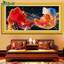 Bright Silk Thread E239 Shiny Starry Sky Koi Fish Painting Cross-Stitch Lucky Koi For Living Room Decoration, Diy Embroidery - Beige - View 4