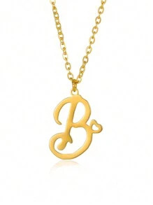 1個極簡淡雅的心形字母項鍊,適用於女性和女孩26個英文字母,不鏽鋼鎖骨鏈項鍊,時尚珠宝禮物