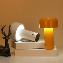 1 Table Lamp For Cordless Touch Dimming, USB Rechargeable LED Night Light, Modern Mushroom Table Lamp For Living Room/Bar/Bedroom/Bedside/Study/Home/Office - Pink - View 9