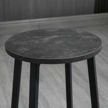 HOMCOM Juego de Mesa de Comedor Mesa Alta de Bar con 2 Taburetes Redondo 3 Piezas Marco de Acero Estilo Moderno para Cocina Salón Blanco y Negro - Blanco - Ver 9