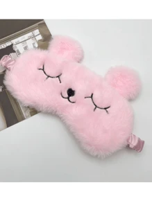 Cute Cartoon Rabbit Ears Faux Silk & Plush Eye Mask, Comfortable Sleep Mask, Can Be Used As Cold Or Hot Compress Eye Mask