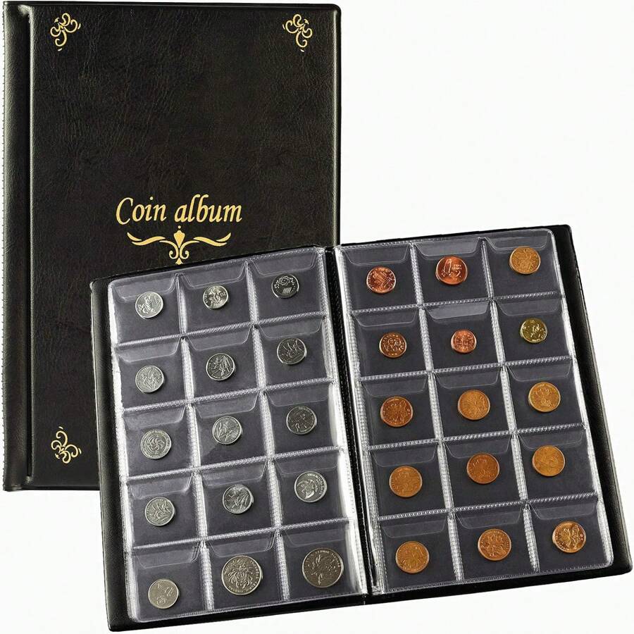 Álbum De Colección De Monedas De Pvc Transparente De 150 Rejillas Para Monedas Antiguas Y Conmemorativas - Negro - Ver 1