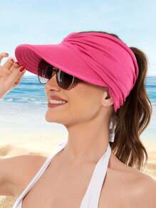 1pc Women Fashion Best Solid Ruched Detail Visor Hat Black - Black - View 17