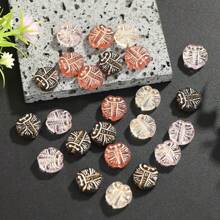 20 顆 6*17 毫米復古埃及聖甲蟲和壓克力水鑽珠適合 Diy 珠寶製作 - 黑色 - 查看 3