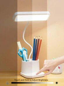 1 件 LED 护眼台灯，学生学习专用宿舍书桌插电/可充电小灯，卧室床头阅读笔架灯 - 白色 - 查看 5