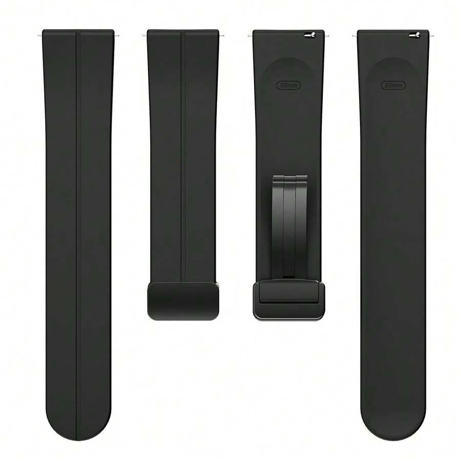 20mm 22MM Dây đeo đồng hồ Tương thích với Samsung Thiên hà Đồng hồ S3 Thể thao Silicone Khâu từ tính Đồng hồ HUAWEI GT 2 3 Ban nhạc , Đen - đen - Xem 1