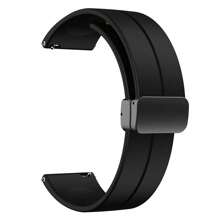 20mm 22MM Dây đeo đồng hồ Tương thích với Samsung Thiên hà Đồng hồ S3 Thể thao Silicone Khâu từ tính Đồng hồ HUAWEI GT 2 3 Ban nhạc , Đen - đen - Xem 2