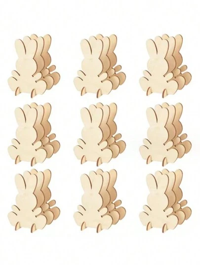 10pcs Wooden Easter Party DIY Coloring Rabbit Decor Tabletop Ornaments