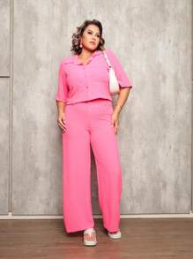 Plus Size Co-Ords - 玫紅色 - 查看 2