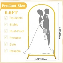 Arch Backdrop Stand Balloon Arch Stand Stable Metal Gold Wedding Arch Frame For Ceremony Birthday Party Bridal Shower Banquet Decoration Valentine's Day - Gold - View 6
