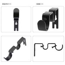 2入組雙層窗簾桿支架,重型復古窗簾桿托架,適用於1"和5/8"窗簾桿 - 黑色 - 查看 3