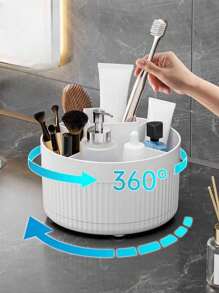 1pc Makeup Brush Storage Box, Multi-Grid Makeup Organizer, Pen Holder, Storage Bucket, Lipgloss Holder, Desk Organizer For Countertop Vanity And Bathroom, Room Decor, Home Decor, Bathroom Accessories,For Holiday Beach, Bathroom Collection, Bedroom Collection, Large Capacity