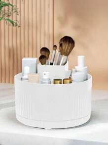 1pc Makeup Brush Storage Box, Multi-Grid Makeup Organizer, Pen Holder, Storage Bucket, Lipgloss Holder, Desk Organizer For Countertop Vanity And Bathroom, Room Decor, Home Decor, Bathroom Accessories,For Holiday Beach, Bathroom Collection, Bedroom Collection, Large Capacity