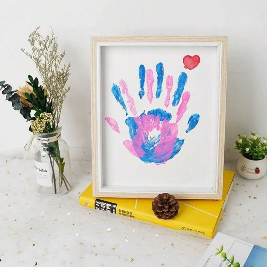 DIY Bộ Ngày lễ tình nhân Dấu tay Viết tháu Khung trang trí Với Đế trưng bày , A Để kỷ niệm Qủa tặng Đối với Cặp đôi , Gia đình Và Bạn - Cạnh màu gỗ - Xem 1