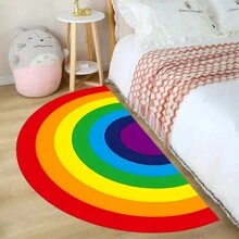 1入卡通半圓形地毯地墊,適用於臥室客廳裝飾,色彩繽紛柔軟的床邊地毯 - 多彩半圓形地毯 - 查看 3