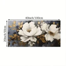 1張抽象白花牆藝海報,大型白玫瑰復古花朵畫布油畫現代花卉藝術印刷家居裝飾無框 - 彩色 - 查看 4