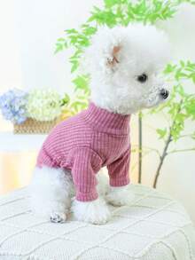 1件寵物服裝狗狗服,舒適透氣白熊印花底衫-粉紫色 - 紫色 - 查看 7
