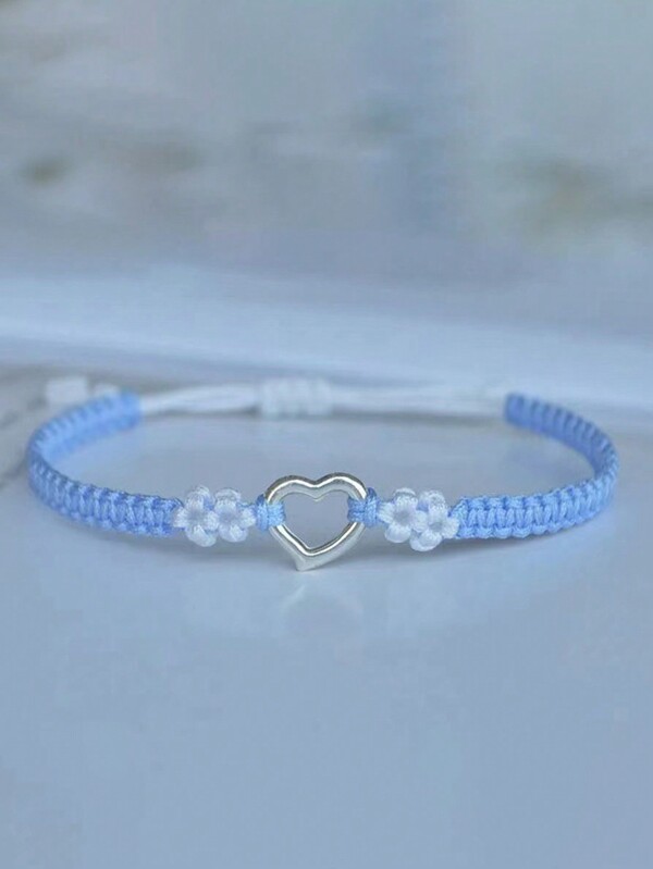 1pc Sweet & Simple Heart-Shaped Braided Rope Bracelet, Suitable As A Couple's Gift