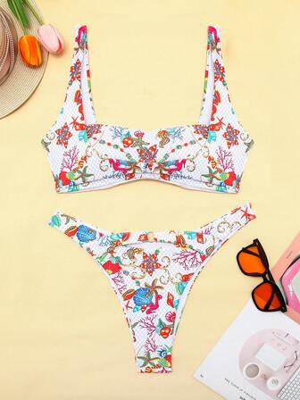 Women's Seashell Printed Swimwear Set Summer