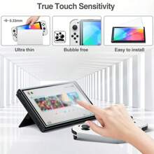 Folia ochronna na ekran kompatybilna z Switch OLED 3 sztuki, folia ochronna na ekran ze szkła hartowanego zaokrąglona krawędź, folia ochronna na ekran z prawdziwego szkła kompatybilna z Switch Oled 2021