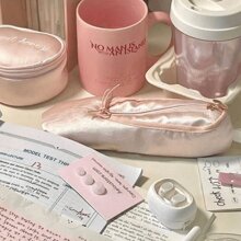 芭蕾舞鞋形状创意化妆包（适合女孩）、文具收纳袋（适合学生）、返校必备品、感恩节、圣诞节、生日万圣节装饰创意礼物（适合返校）、铅笔盒、铅笔袋、书包 - 彩色 - 查看 3