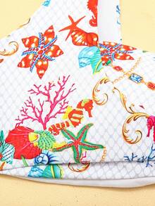 Women's Seashell Printed Swimwear Set Summer - Multicolor - View 3